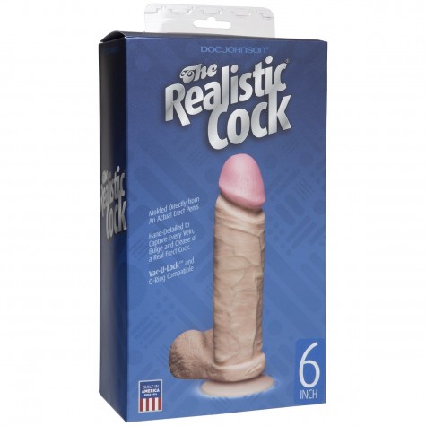 Фаллоимитатор на присоске The Realistic Cock 6” with Removable Vac-U-Lock Suction Cup - 17,3 см.